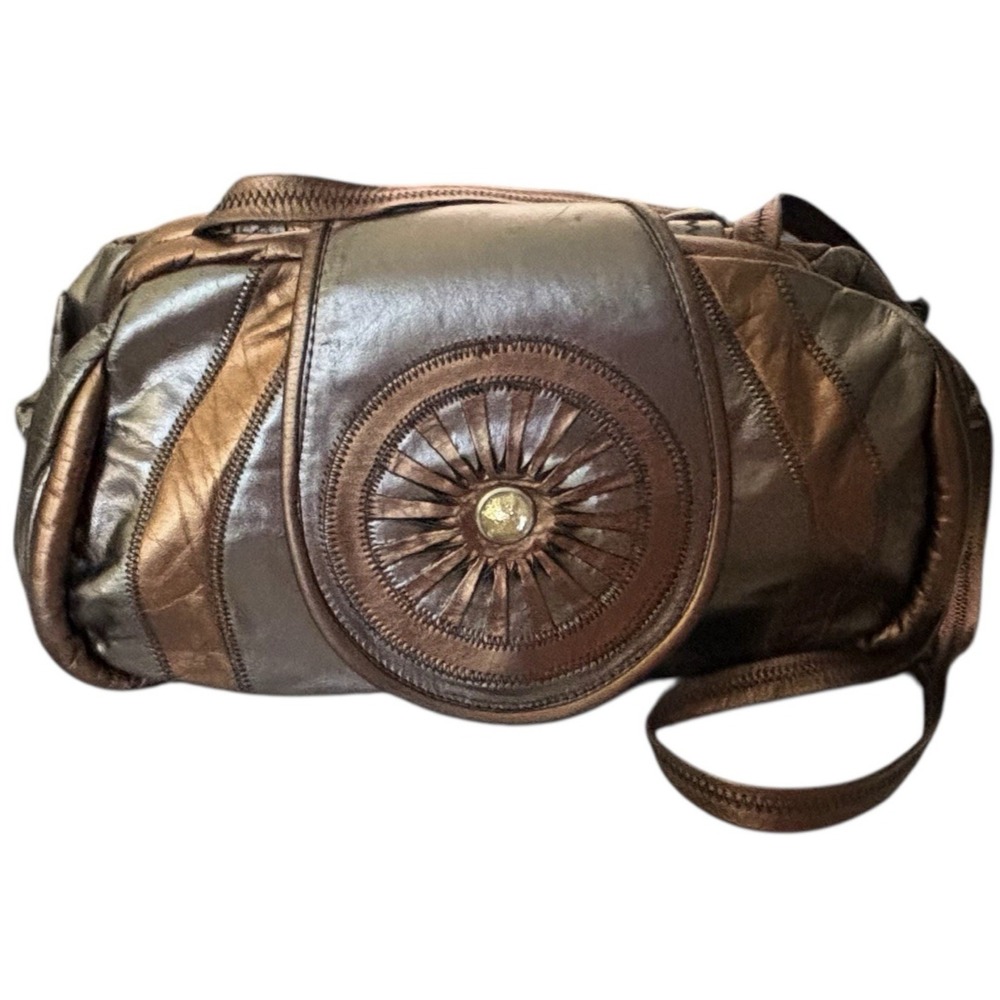Vintage REEM Hobo Bag USA Genuine Leather Metallic Bronze Silver Copper VGUC